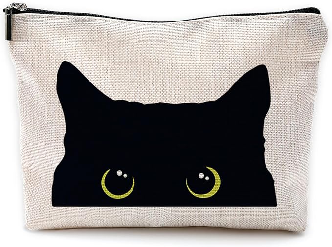 NEGIGA Cat Makeup Bag, Black Cat Kitty Kitten Cosmetic Bags for Women, Cat Owners Gifts, Black Cats Small Makeup Cosmetic Bag for Purse