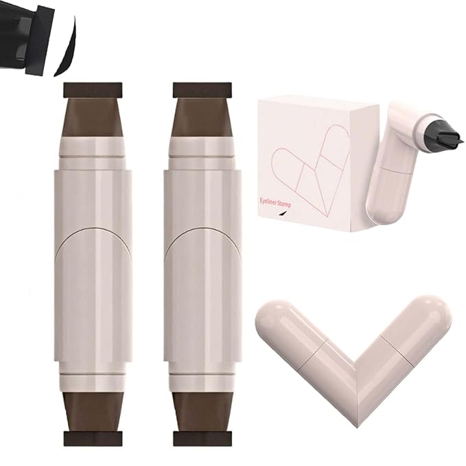 REATIFUL Rotating Eyeliner Stamp Pen,Foldable Winged Eyeliner Stamp,Wing eyeliner stamp,Smudge Proof & Waterpoof Eye Liner,Easy Eye Stencil Makeup Tool (2PCS-Brown)
