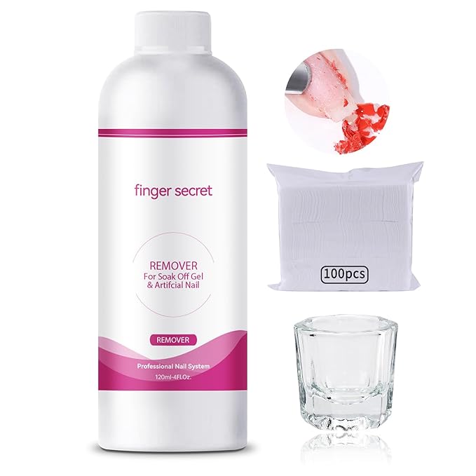 Remover for Soak Off Gel & Acticial Nail Gel Polish Remover Kit Nail Glue Remover Quickly & Easily Soak Off Remove Dip Powder Artificial Nails,Glitter Polish,Builder Gels,poly Gel Acrylic Powder