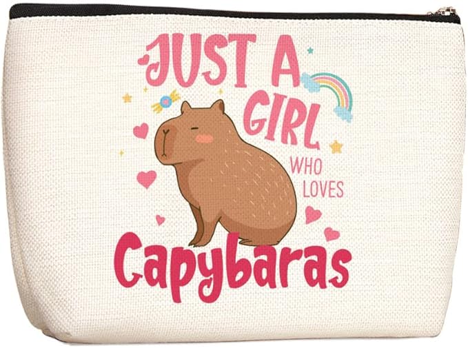 Wenboco Capybara Gifts Makeup Bag, Inspirational Christmas Birthday Gifts for Women Best Friend Daughter Animal Lover Bestie Gift Cosmetic Bag Capybara Lover Gift