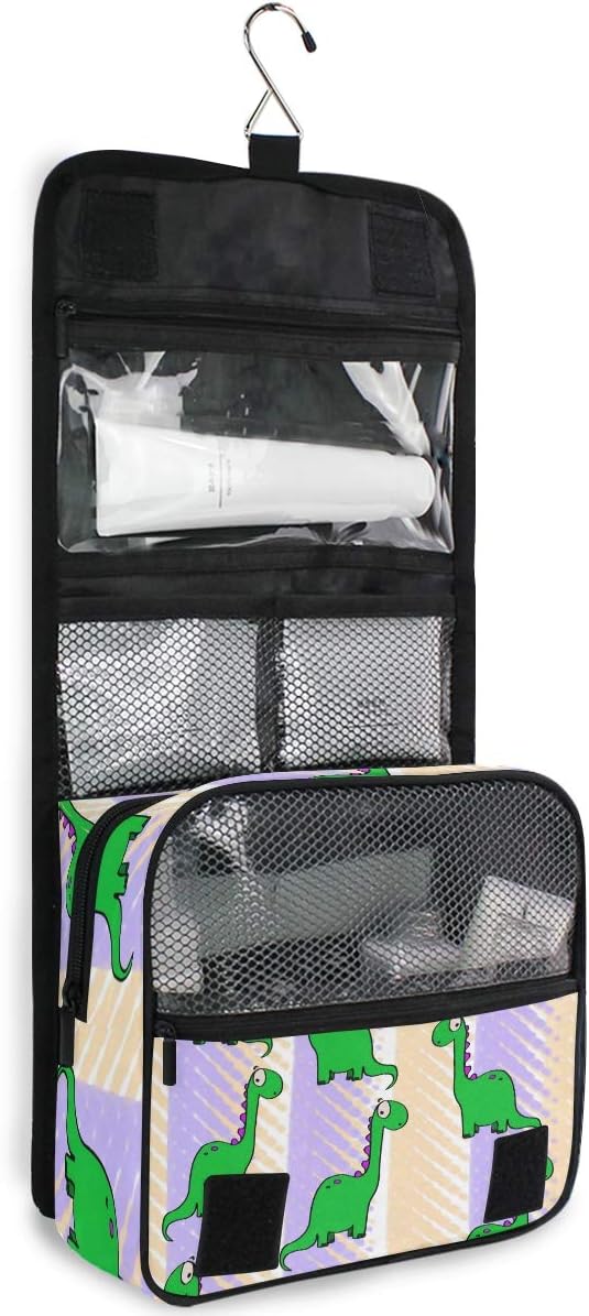 senya Hanging Travel Toiletry Bag Cute Dinosaur Kit Makeup Case Cosmetics Organizer for Men Women…
