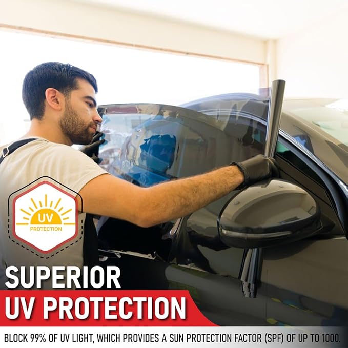 United Window Tint Universal Black 35% VLT 24" in x 100'Ft Standard Dyed 1Ply Film Black Color - Privacy Window Tint for Car, Home, Blocks UV/IR Rays, Reduce Heat & Glare - Adhesive Window Film