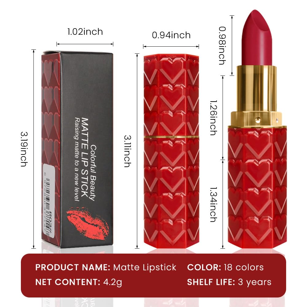 evpct 1Pcs Dark Rose Red Lipstick, Silky Velvet Matte Lipstick Pack Sets for Women