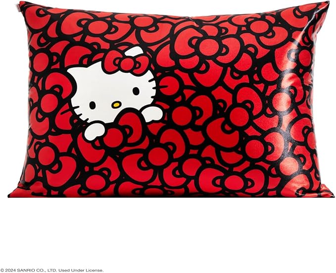 Kitsch x Hello Kitty Satin Pillowcase - Size 19x26, Sea of Bows