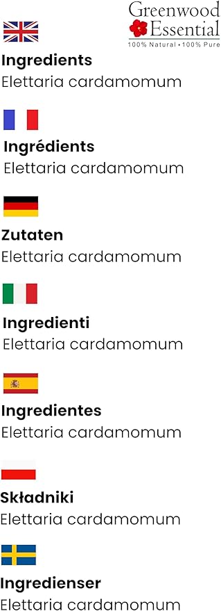 Greenwood Essential Pure Cardamom Essential Oil (Elettaria cardamomum) Steam Distilled (Pack of Two) 100ml X 2 (6.76 oz)