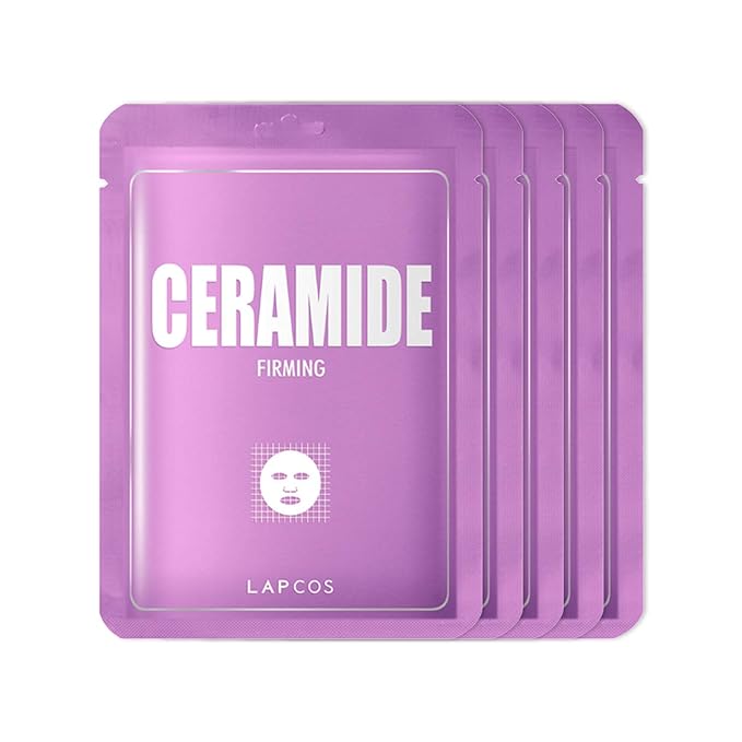LAPCOS Derma Ceramide Sheet Mask - Firming Skin Barrier Repair (Pack of 5)