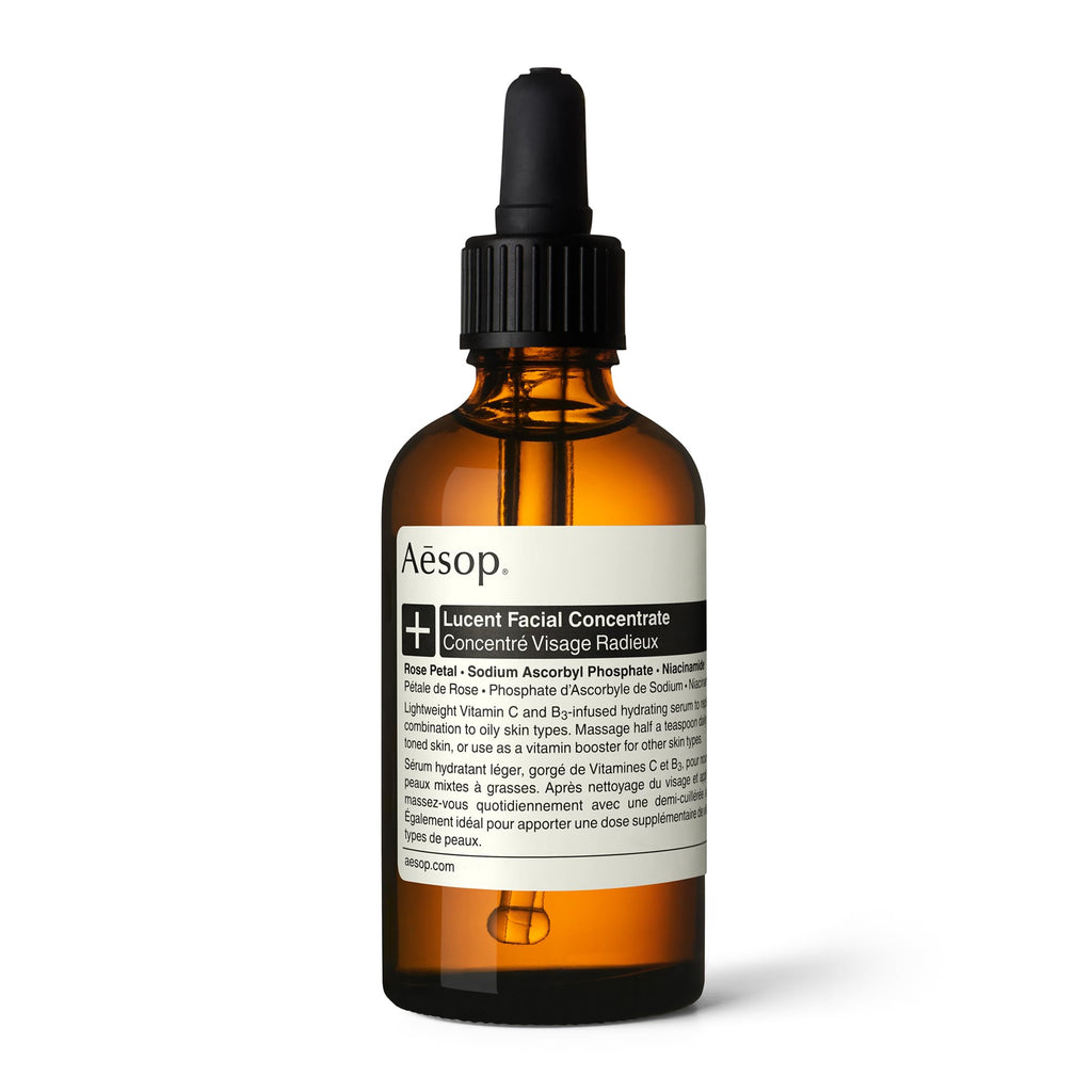 Aesop Lucent Facial Concentrate | Lightweight Vitamin C Facial Serum for Replenished, Hydrated, and Balanced Skin | 2.1 Oz