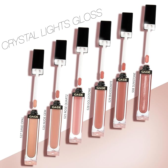 GA-DE Crystal Lights Lip Gloss, 806 - Enriched with Light-Reflecting Crystal Pearls - Smooth Silky, Rich Color - Moisturizes and Adds Shine - 0.2 oz