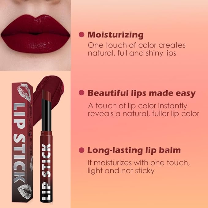 IATMOMOD Maroon Red Matte Lipstick for Women Mature, Long Lasting Waterproof Transfer-Proof Vegan Lip Bar, 24 Hours Moisturizing Natural Lip Stain, All-Day Lip Color M07#