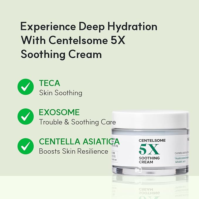 NEUL20S Centelsome 5X Soothing Cream 1.69 fl oz/50ml | Face Moisturizer for Skin Regeneration, Hydration, Blemish Spot Treatment, Korean Skincare, Centella Asiatica, Niacinamide, Exosomes, Panthenol