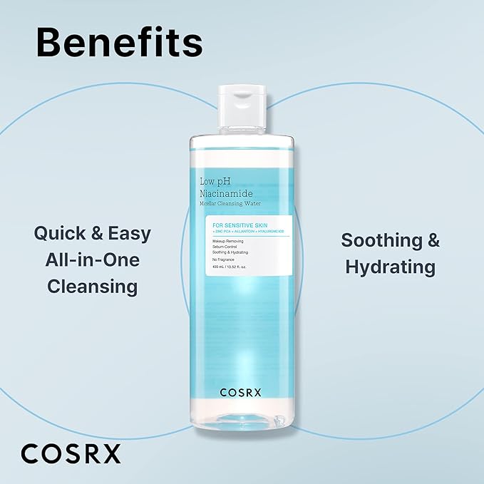 COSRX Low pH Niacinamide Cleansing Water for Sensitive Skin, 13.52 fl.oz