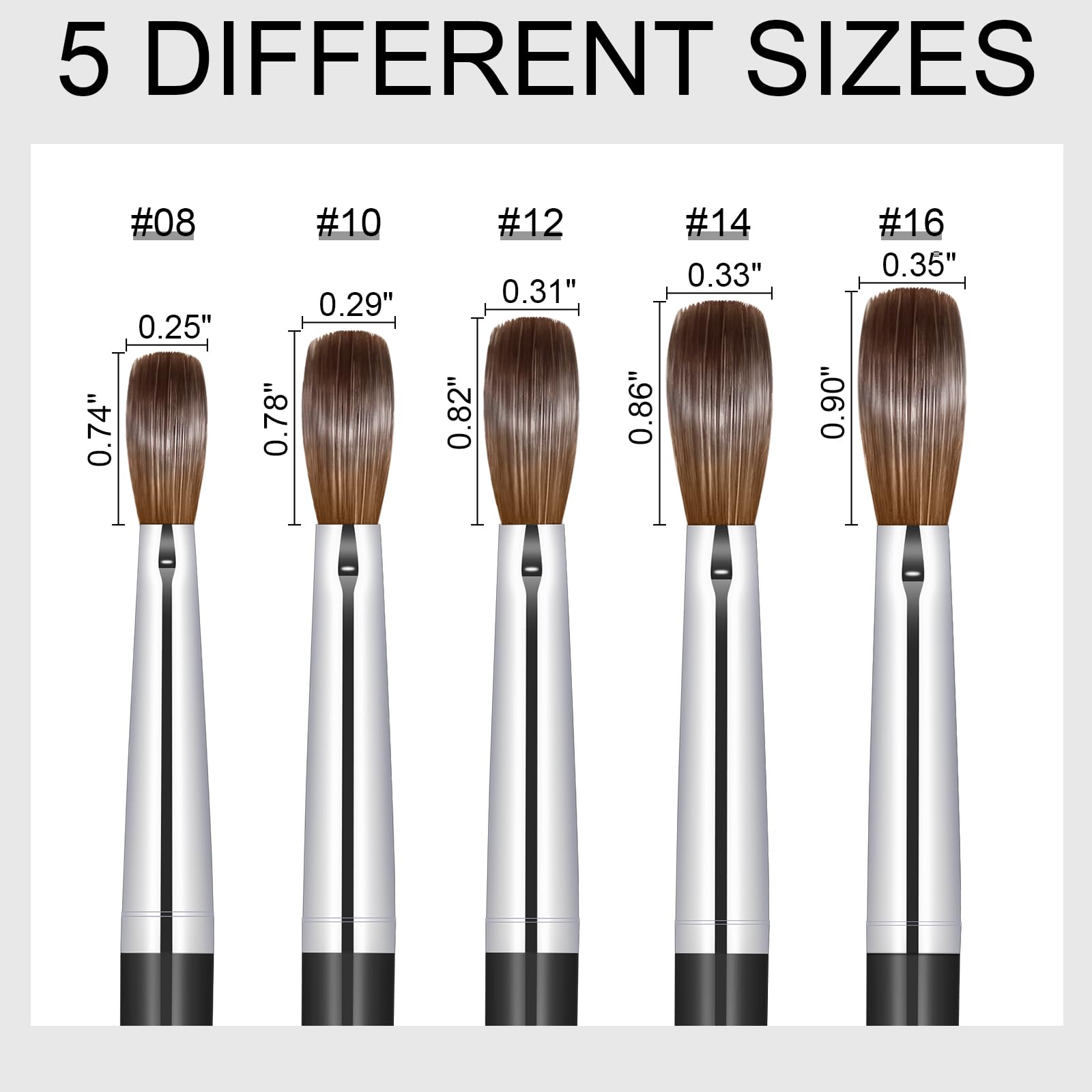 KEMEISI Acrylic Nail Brush Size #14, 100% Pure Kolinsky Nail Art Brushes for Acrylic Application, Sturdy Handle Oval Shaped Acrylic Powder Nail Design Tools for Professional Manicure DIY