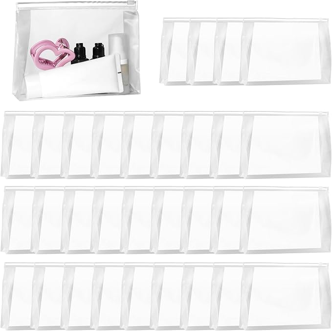 GAWBYET 50 PCS Mini Clear Makeup Bag,Small Clear Zipper Pouch Travel Bag for Toiletries Plastic Cosmetic Organizer Waterproof，for Swimsuit Bikini Travel Vacation(8.6 x 6.8 x 2.2 Inch)