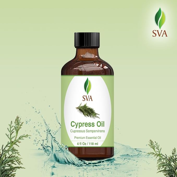 SVA Cypress Essential Oil, Glass Bottle with Dropper, 4 Fl Oz (118 ml)