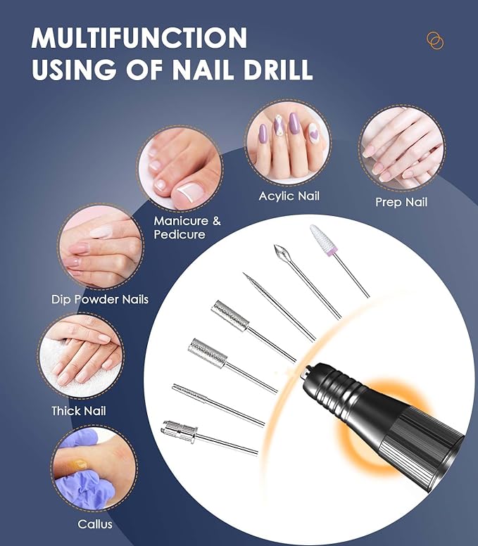 Portable Nail Drill Electric File: Professional E-File for Acrylic Nails