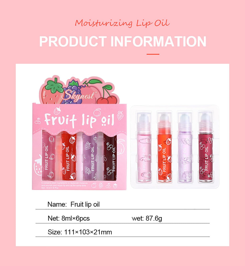 Skynest Girls Roll On Lip Gloss Set with Case, 4 Pcs Glossy Lip Make up for Kids and Teens Fruity Flavors, Kid Friendly, Party Gift, Best Friends (Pink-4, M)