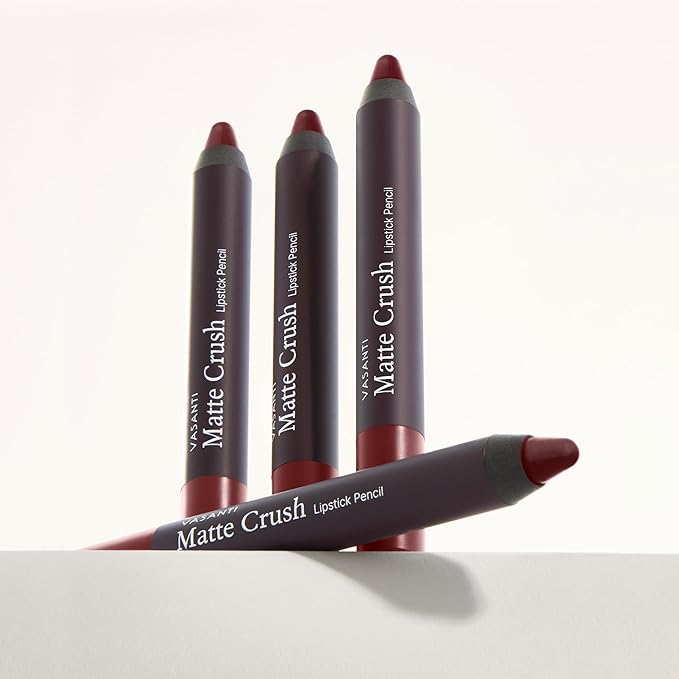 VASANTI Matte Crush Lipstick Pencil (Rosy Pout) | Long-Lasting, Water-Resistant Lip Liner Pencil that Won’t Smudge | Highly Pigmented, Soft Matte Lip Pencil