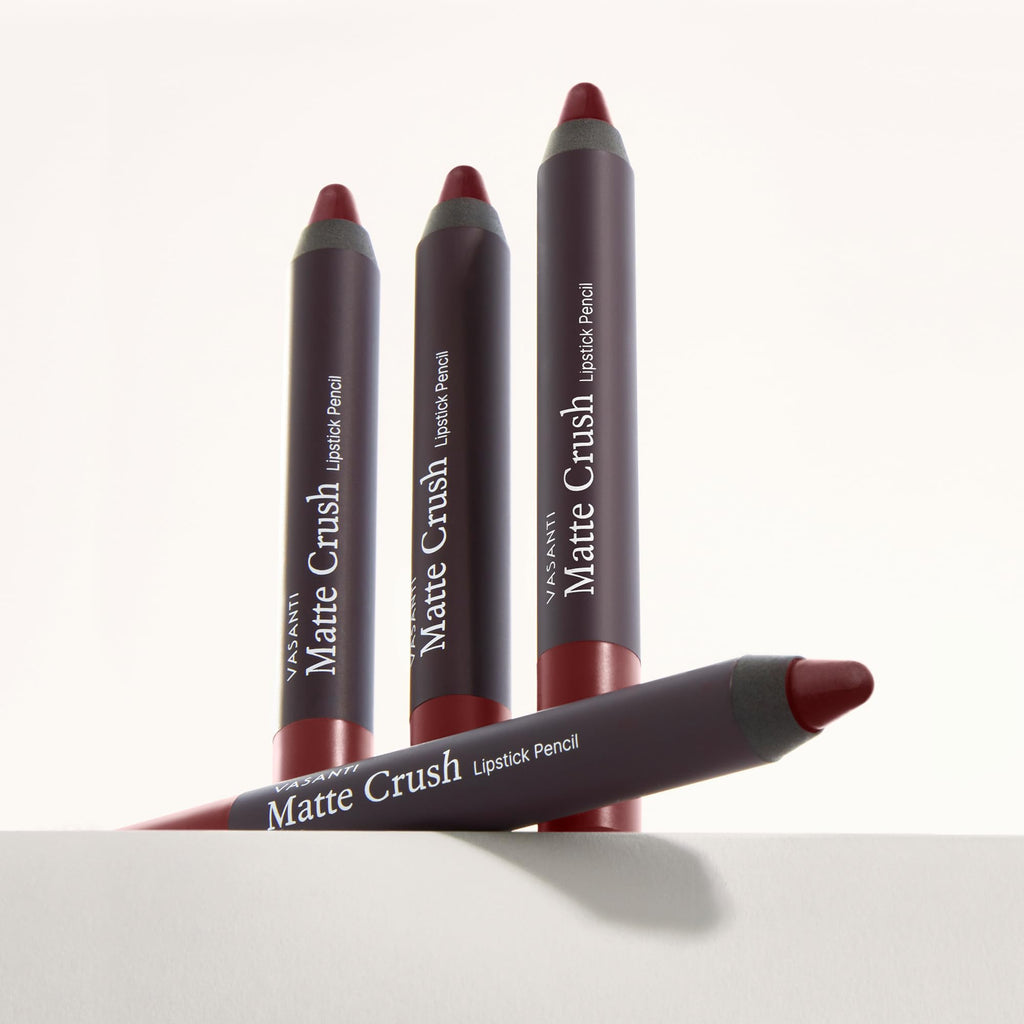 VASANTI Matte Crush Lipstick Pencil (Rosy Pout) | Long-Lasting, Water-Resistant Lip Liner Pencil that Won’t Smudge | Highly Pigmented, Soft Matte Lip Pencil