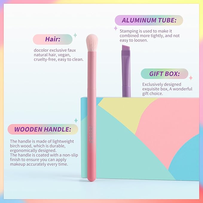 docolor Eye Makeup Brush Set, 4Pcs Blending Eyeshadow Concealer Eyebrow