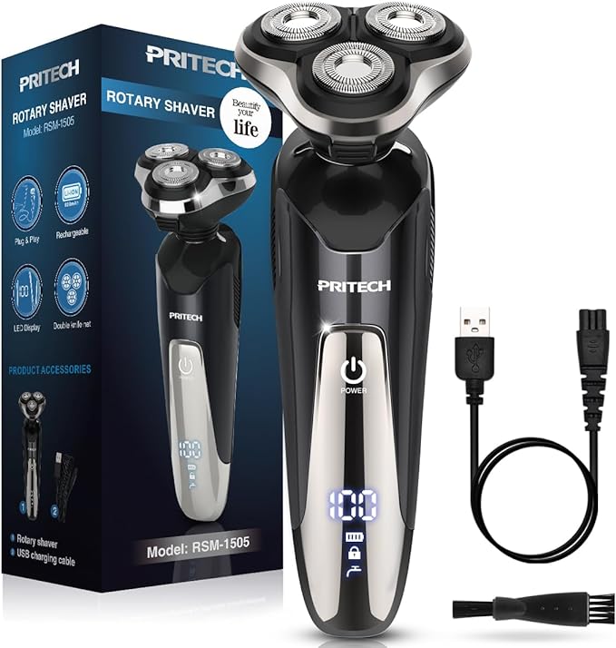 PRITECH Electric Razor for Men Rotary Electric Shavers for Men Cordless