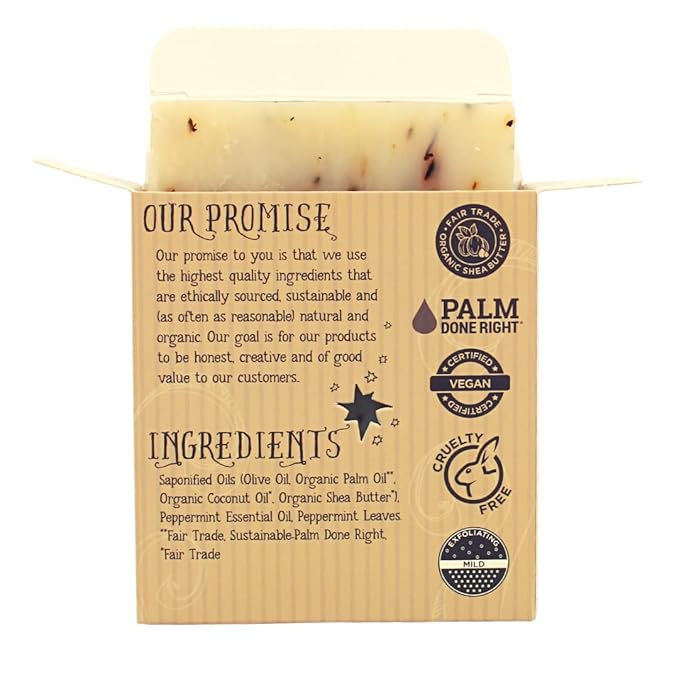 Varina Organic Peppermint Bar Soap - Gentle Cleansing for Sensitive Skin, Herbal and Mint - 3 Pack