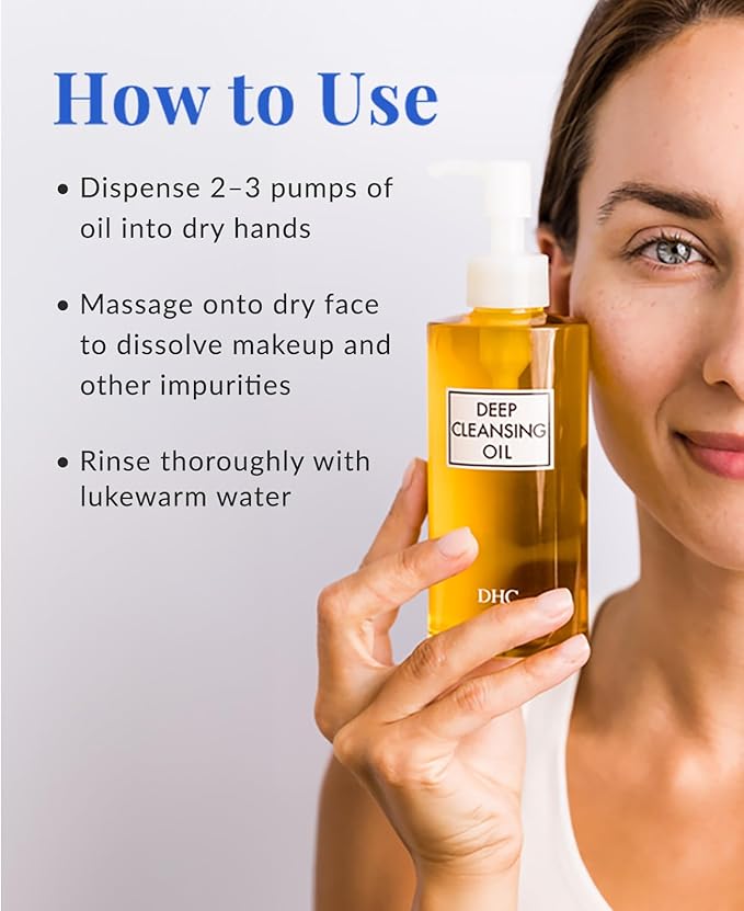 DHC Deep Cleansing Oil and Travel Size, Facial Cleansing Oil, Makeup Remover, Cleanses without Clogging Pores, Residue-Free, Fragrance and Colorant Free, For All Skin Types, 6.7 oz and 1 oz