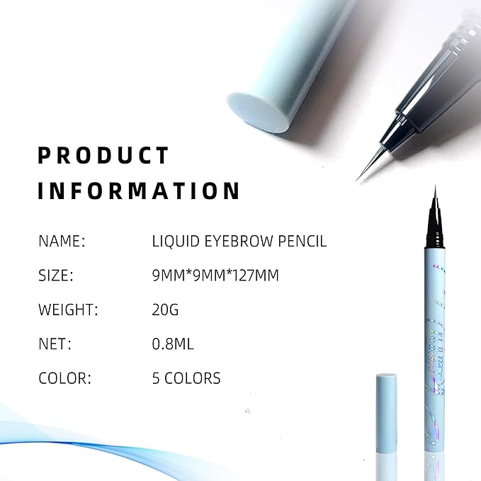Lea ll U Ultra-fine Waterproof Lift & Snatch Liquid Eyebrow Pen, 5 Colors, Dark Brown, Long Lasting Smooth Soft Eye Brow Tint, Natural Eyebrow Tint (3-Tea brown)