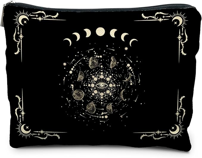 RYYCDOI Boho Celestial Moon Phase Makeup Bag - Witchy, Halloweencosmetic Bag