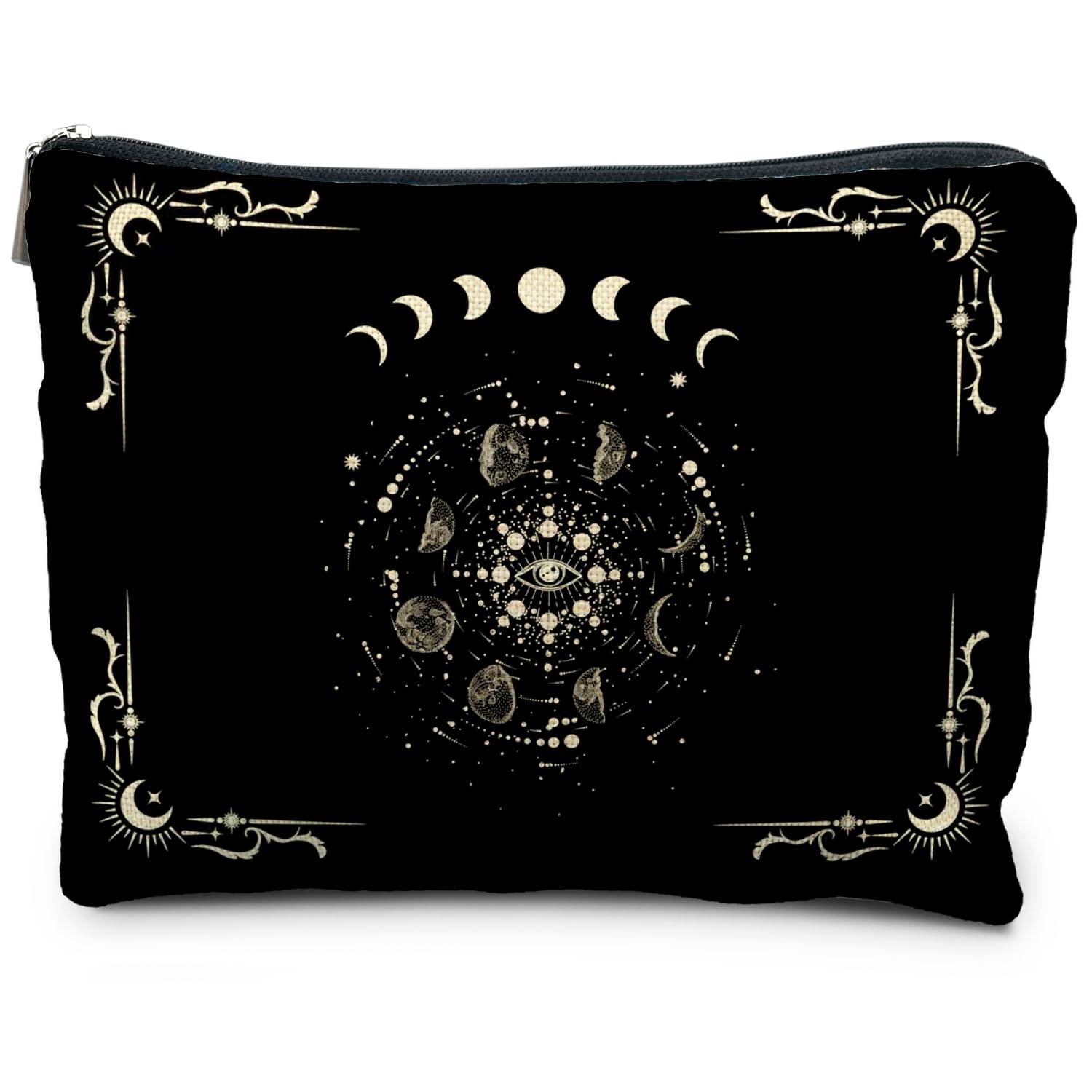 RYYCDOI Boho Celestial Moon Phase Makeup Bag - Witchy, Halloweencosmetic Bag