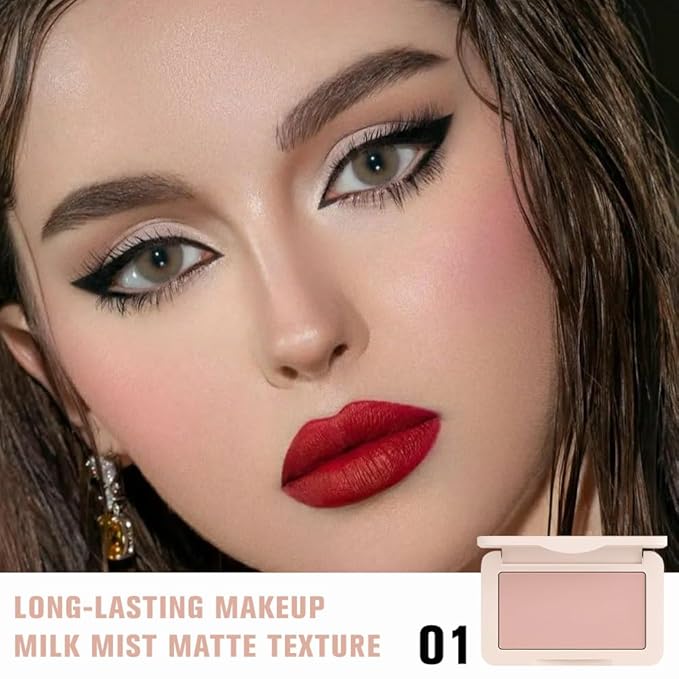 HHLTOH Nude Matte for Face Cheeks Blush, Natural Cream Blushes Makeup Palette, Skin Color Monochrome Blush Creamy Powder Palette Makeup for Older Women, Blushes Eyeshadow Foundation for Every Day 01