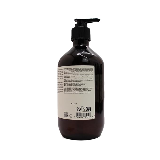 Aesop Geranium Leaf Body Cleanser | Gentle Shower Gel with Geranium, Mandarin and Bergamot Essential Oil Blend to Refresh & Balance Skin | 500 mL / 16.9 oz (Pack of 3)
