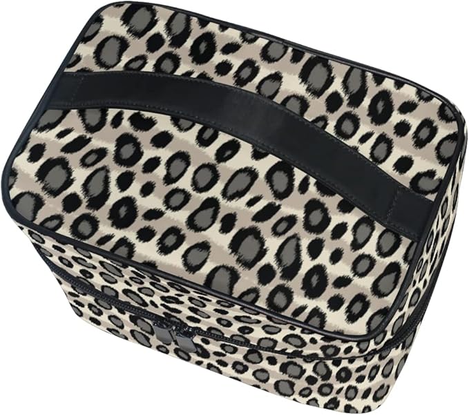 MNSRUU Makeup Bag, Leopard Skin Animal Print Travel Makeup Organizer Bag Cosmetic Cases Toiletry Bags for Girl Women Ladies
