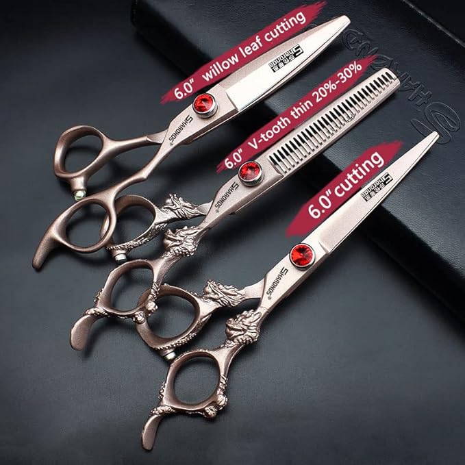 AXEMOORE Hair Scissors 6/7/8/9-inch 440C High Hardness For Hairdressers Haircuts Cuttinging Scissors Professional Haircut(6 inch-3pc)