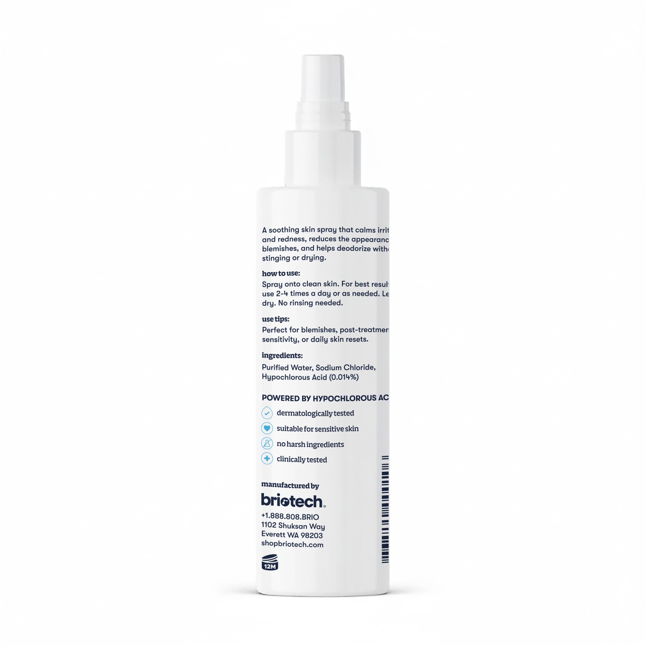 BRIOTECH Topical Skin Spray, Pure HOCl, Tattoo & Piercing Aftercare, Sea Salt Cleansing Solution, TSA Approved Travel Size, Hypochlorous Acid Facial Mist, Skin Care Relief for Bumps Scars & Blemishes