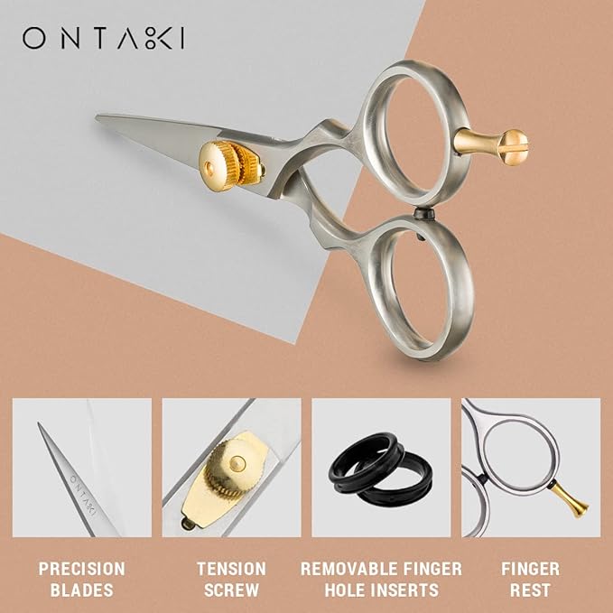 Ontaki Beard & Mustache Scissors & Combs - 5.5" Japanese Steel, Silver