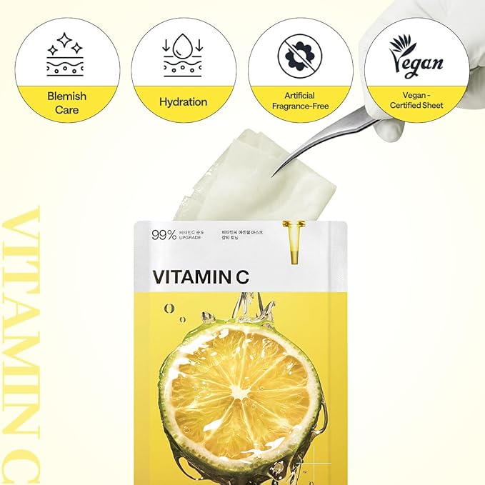 MEDIHEAL Vitamin C Essential Face Sheet Mask, Skin Toning (10ea)