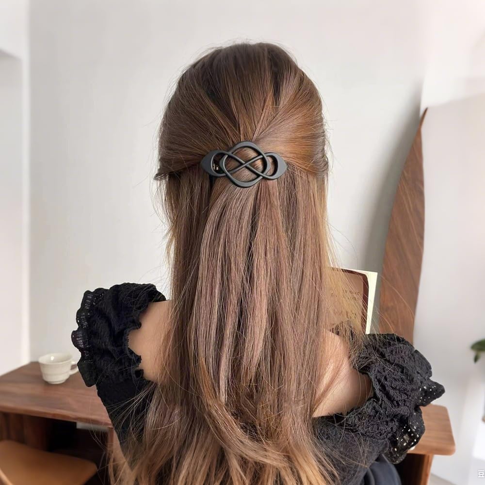 4 Pack Vintage French Barrette Hair Clips, 2025 New Hair Accessories for Women, Strong Hold No Slip Styling (Black)