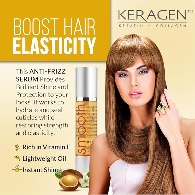 KERAGEN Hair Serum Deep Repair & Protection Treatment | The Ultimate Hair Shield for Instantly Brilliant, Smooth, Resilient Hair, Fully Protected from Styling Damage (1.7 Oz)