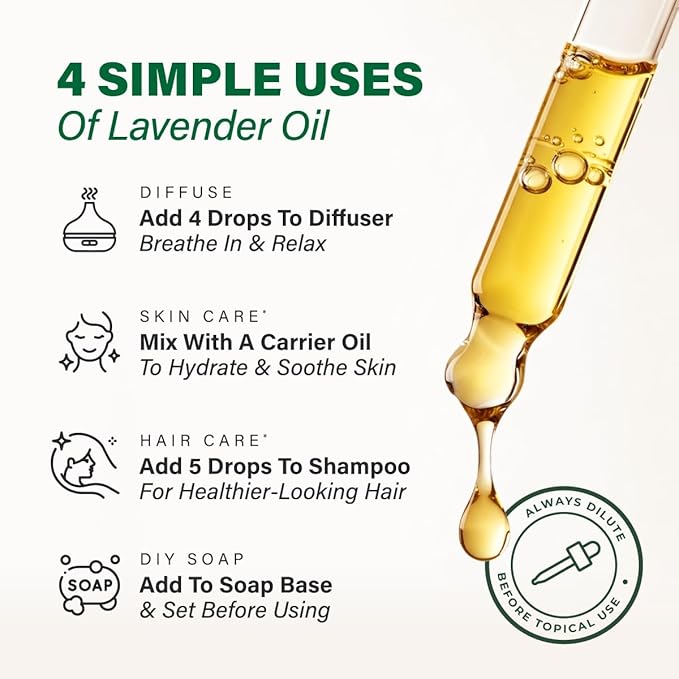 100% Pure Lavender Essential Oil for Diffuser, Skin, Hair, Aromatherapy & Soap Making Scent - Huge 4 Fl Oz