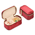 TAIMY Small Travel Jewelry Case, Mini Tiny Plush Velvet Jewelry Box for Women and Girls, Pocket Size Jewelry holder organizer for Rings Earrings and Small Items(Burgundy)