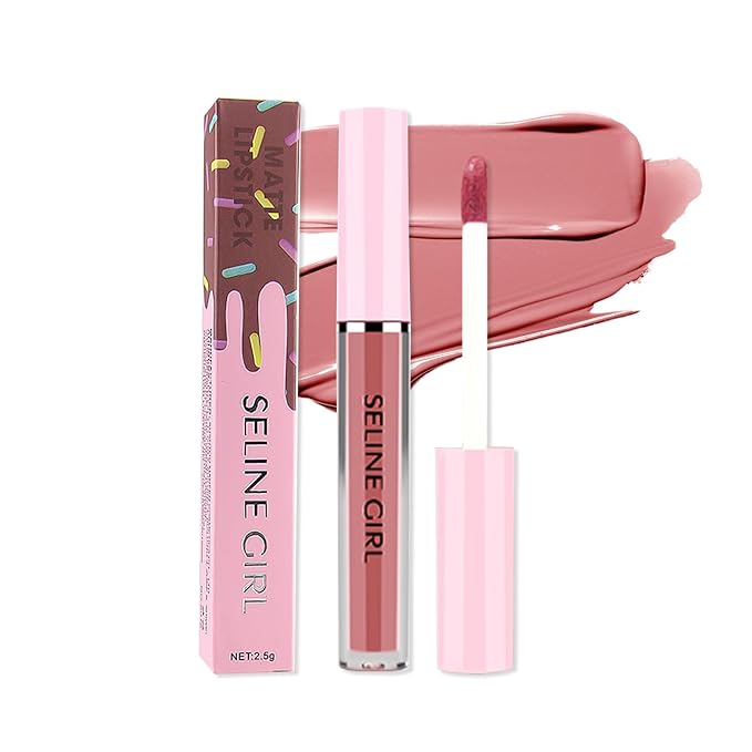 Eshioh Matte Lip Gloss, Lip Gloss Silky Smooth Finish, Lipgloss Makeup Colorful and Creamy Texture, Lipstick for Every Occasion, Lip Oil Moisturizing and Hydrated #03