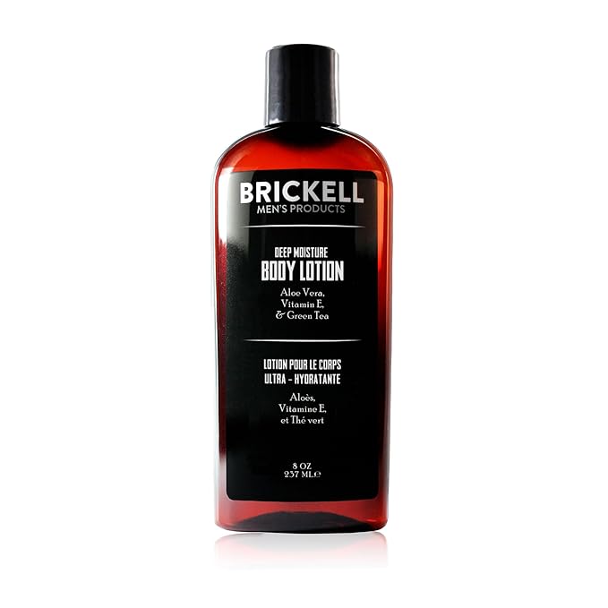Brickell Men's Deep Moisture Body Lotion for Men, Protects and Hydrates Dry Skin, With Aloe, Vitamin E, and Jojoba Oil, 8 Ounce, Unscented