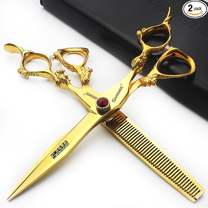AXEMOORE Hair Scissors 6/7/8/9-inch 440C Professional Haircut(7 inch-2pc)