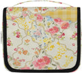 OMFUNS Yellow Flower Travel Toiletry Bag with Hanging Hook for Women and Girls, Rose Floral Cosmetic Makeup Case Organizer for Accessories, Shampoo, Full Sized Container, Toiletries