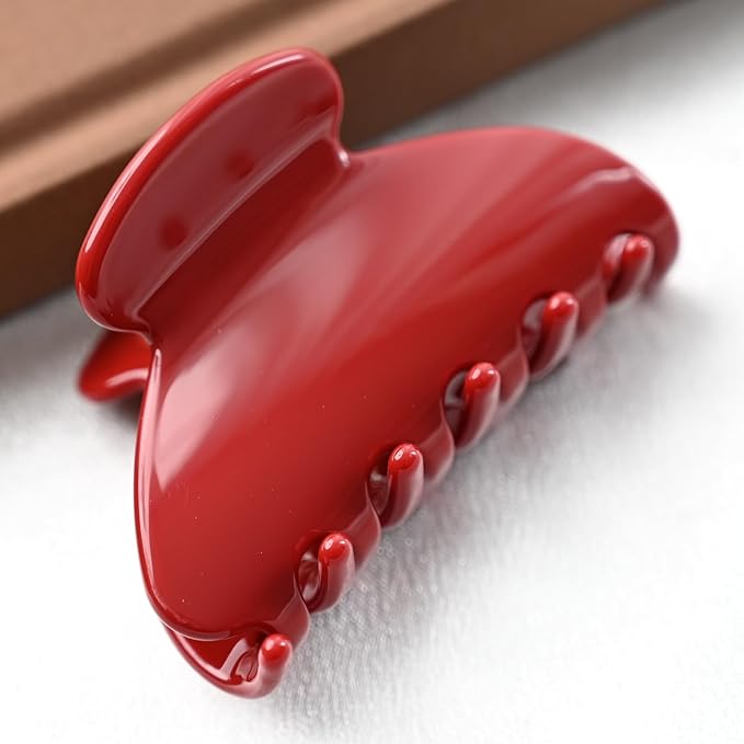 Prettyou Handmade Celluloid Acetate French Design Barrettes Tortoise Shell Claws Hair Claw Luxury Fashion Accessories Hair Clip for Women (burgundyred)