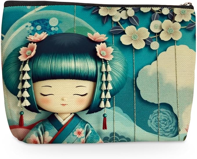 Japanese style Doll Makeup Bag, Large Capacity Travel Makeup Case Cosmetic Bags for Women, Portable Pouch Purse Travel Essentials Toiletries Accessories, Christmas Birthday Gifts for Women