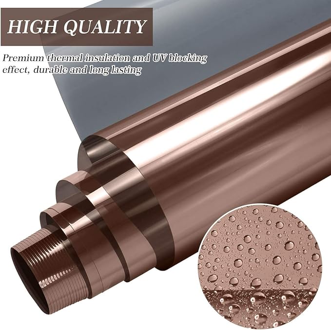 HIDBEA One Way Mirror Window Film, Brown Silver, 17.5 x 78.7 Inch