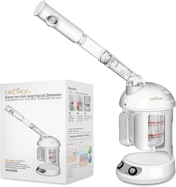 DKURQG Facial Steamer with Extendable 360° Rotating Arm Blue