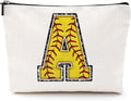Softball Gifts Initial A Makeup Bag Softball Gifts for Team Cosmetic Bag