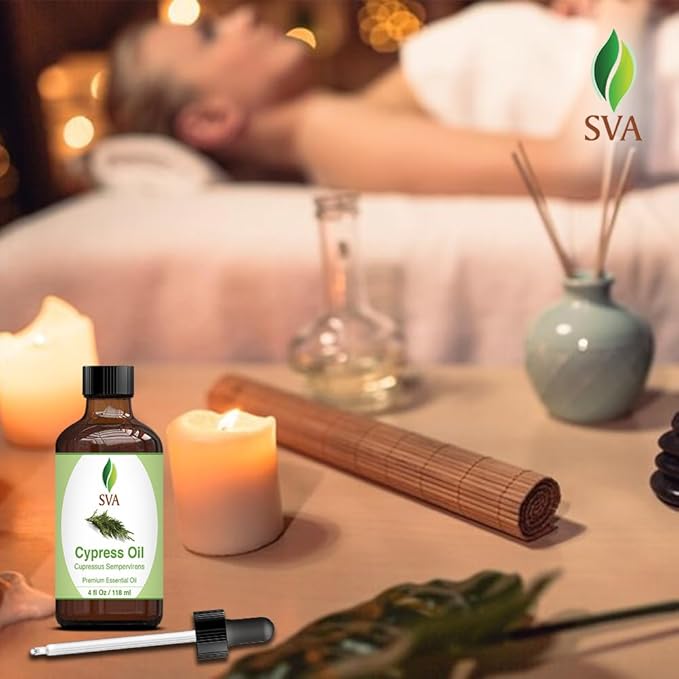 SVA Cypress Essential Oil, Glass Bottle with Dropper, 4 Fl Oz (118 ml)